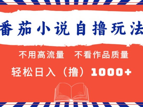 番茄小说最新自撸 不看流量 不看质量 轻松日入1000+